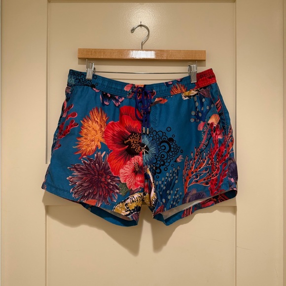 Paul Smith Swimwear 4” Inseam Swim Trunks Size M Floral Koi Print Lined Shorts - Picture 7 of 10